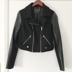 Wool and Faux Leather Moto Jacket